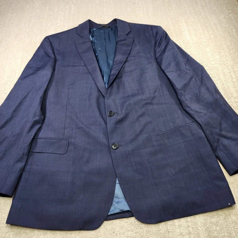 Brooks‎ Brothers Blazer Men 44R Blue Plaid Tollegno Wool Regent Fit *READ